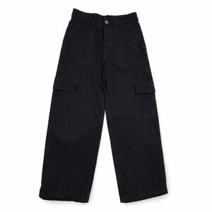 Black Cargo Pants Wide Leg High Waist Streetwear Minimalist Women Size S